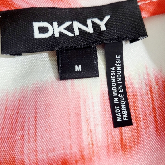 DKNY Women's Multi Colors Sleeveless Top Blouse Size Medium Tie Waist - Picture 9 of 10